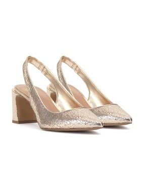 Vince Camuto ‘Hamden’ Metallic Gold Textured Slingback Block Heels